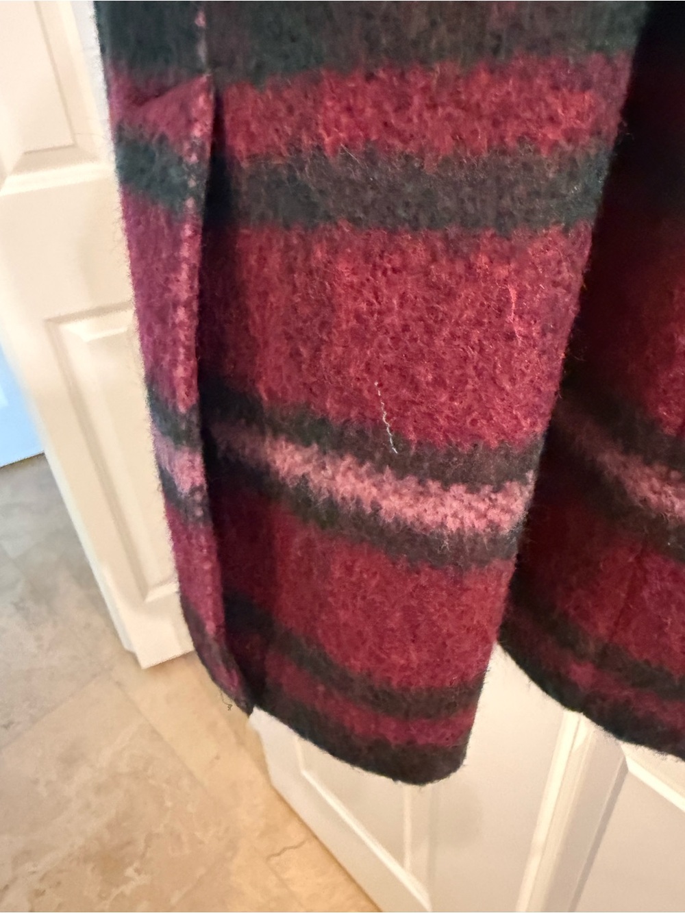 Ted Baker Burgundy and Dark Green Plaid Long Sleeve Wrap Coat Dress - Picture 4 of 5